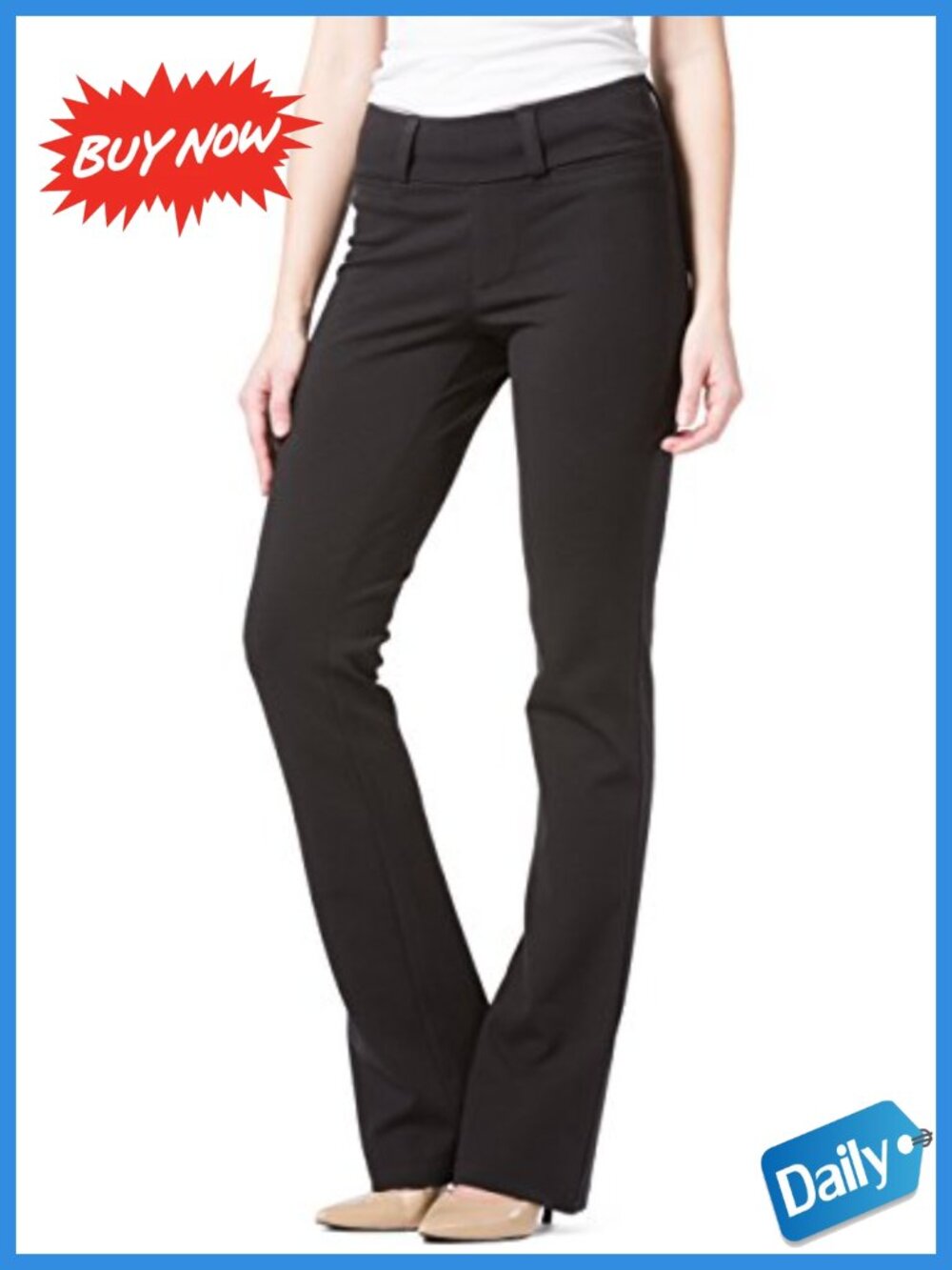 Ponte Stretch Knit Bootcut Dress Pants Pull On Mid Rise Work Tall Inseam
